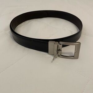 Black Leather Belt with Silver Buckle
